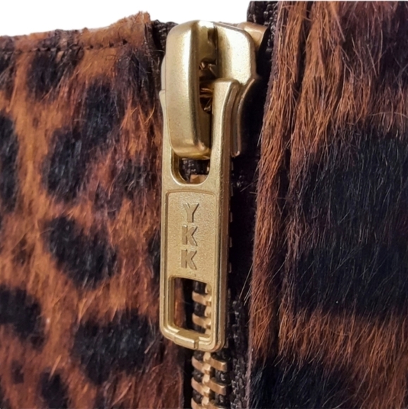 A.P.C. LIV Calf Hair Leather Ankle Boot Leopard Animal Print Pony Bootie Heeled - Picture 7 of 10